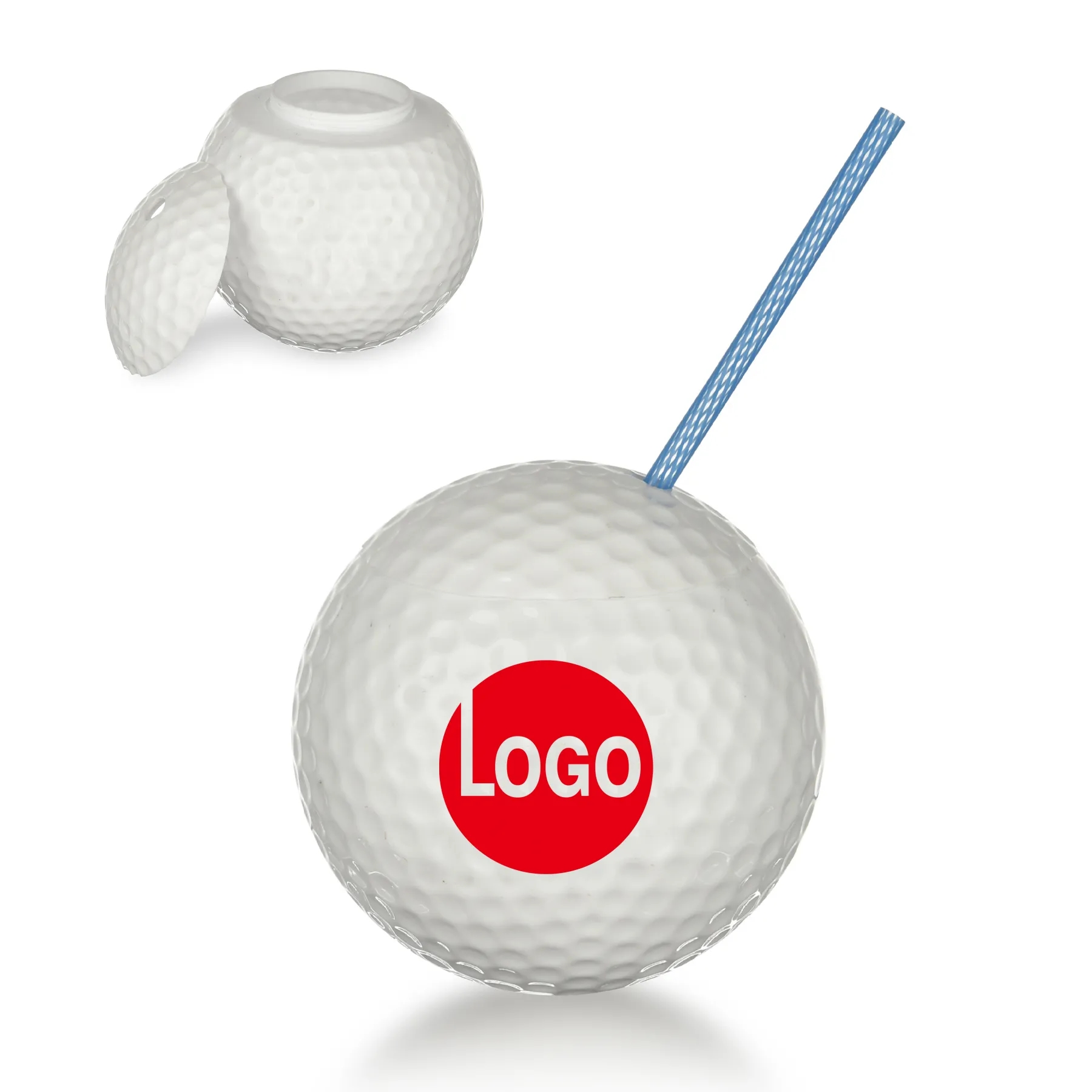 20 oz Plastic Golf Ball Cup with Straw and Lid 2