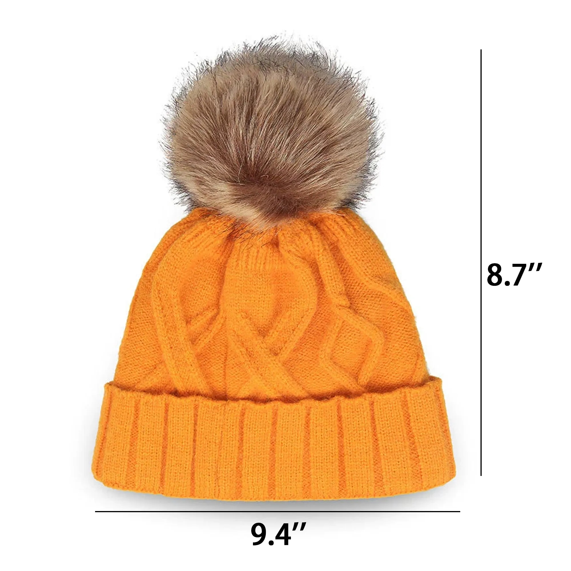 Winter Knit Hat with Faux Fur Pom 4