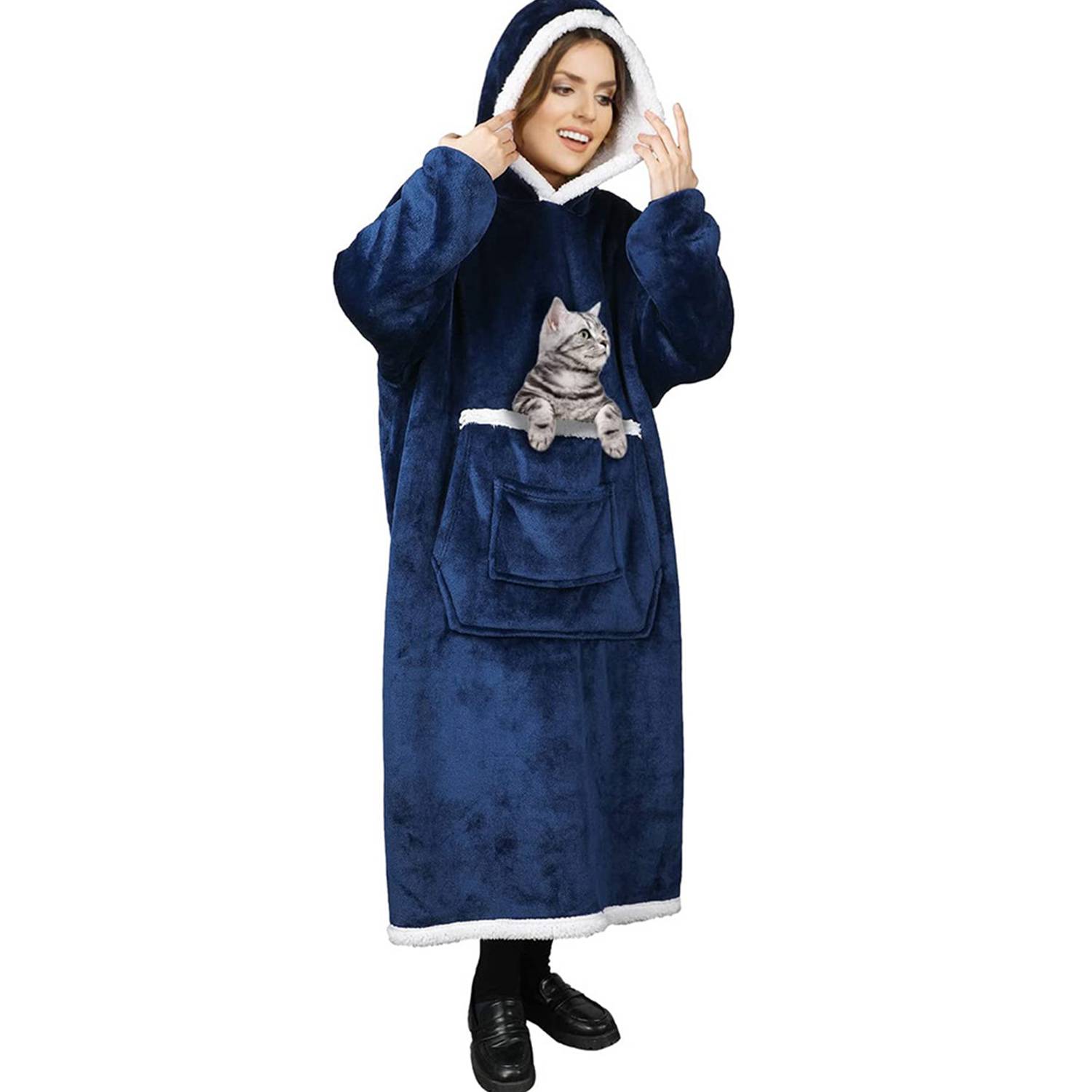 Hooded Lazy Blanket Flannel Composite Casual Hoodie, custom hoodie or sweatshirt with logo imprint 3
