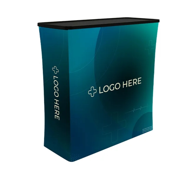 10ft Inline Trade Show Booth – Portable Backwall Display with Counter & Monitor Stand 4