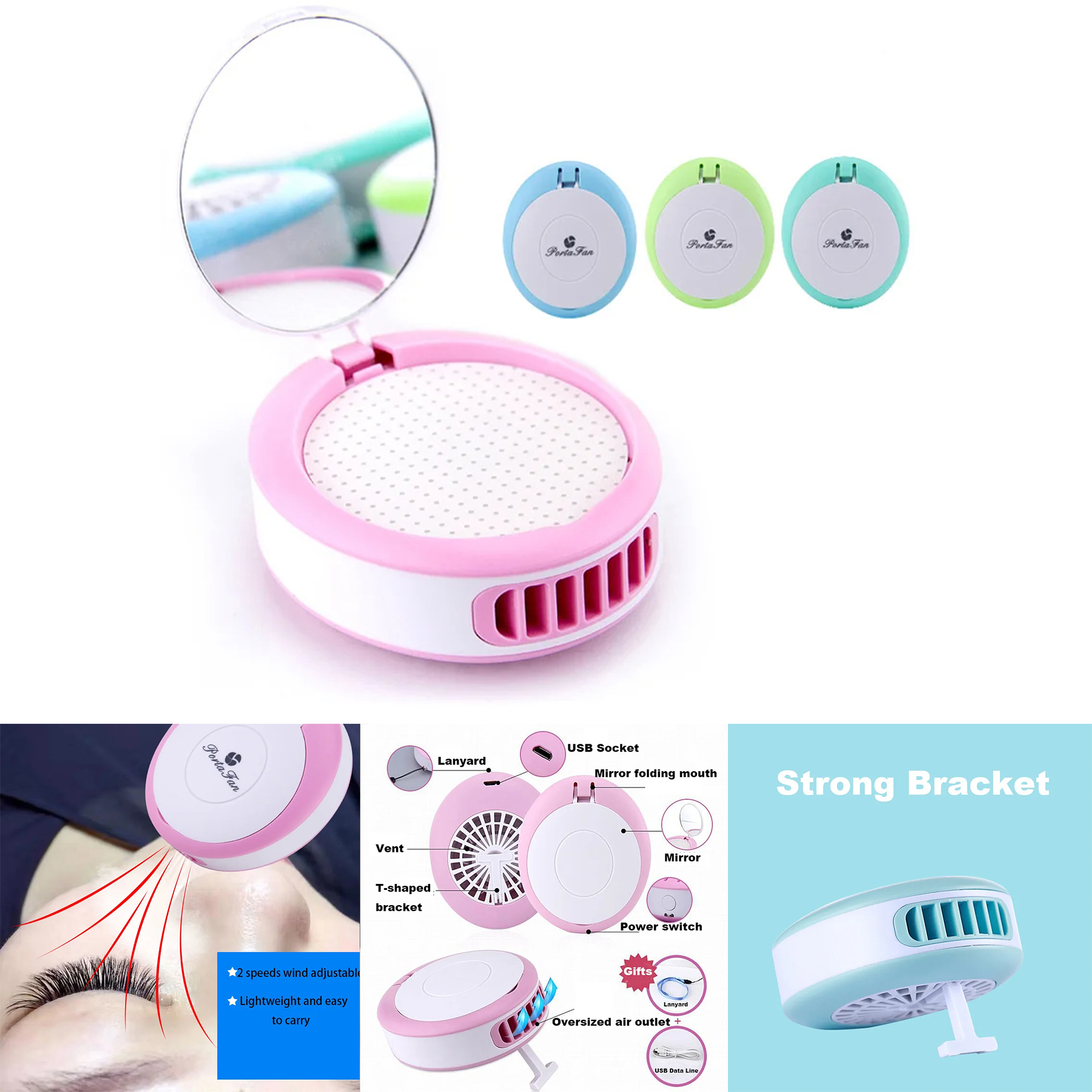 Mini USB Fan with Mirror 2