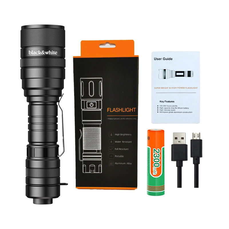 LED Zoom Flashlight 1000 Lumens – Ultra Bright, Water-Resistant, USB-C Rechargeable 2300mAh 3