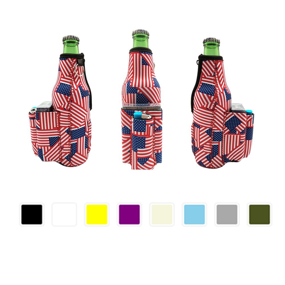 Neoprene Zipper Beer Sleeve Cooler w/Two Pockets 3