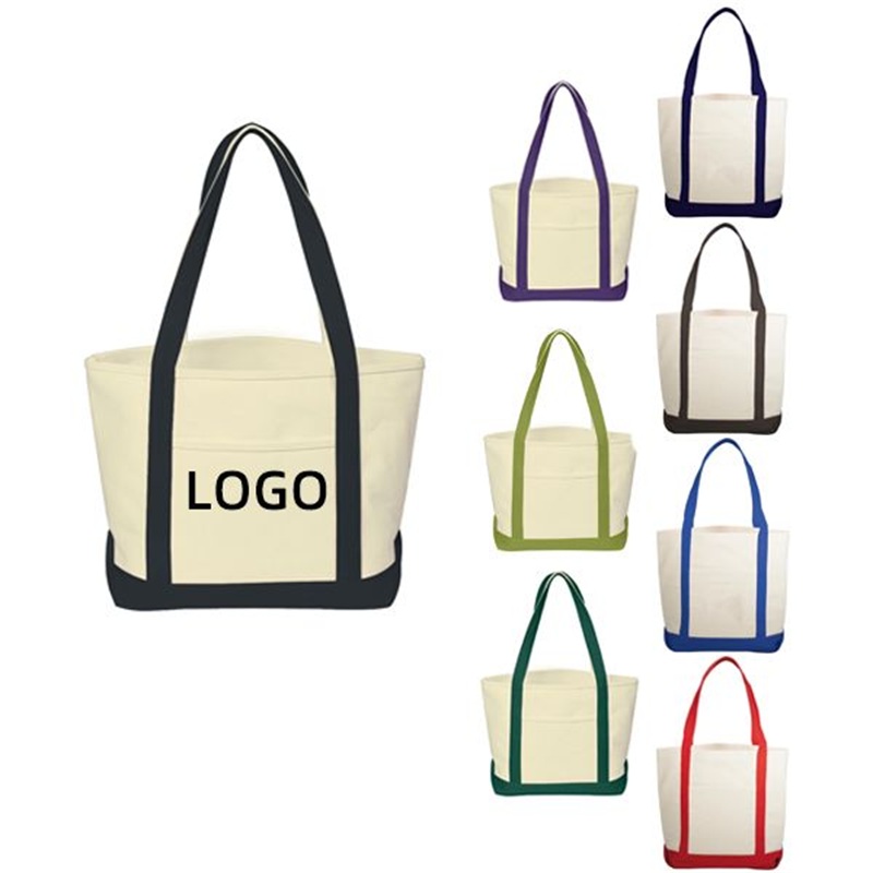 Canvas Boat Tote Bag W/ Color Handles, custom tote bag with logo imprint 5