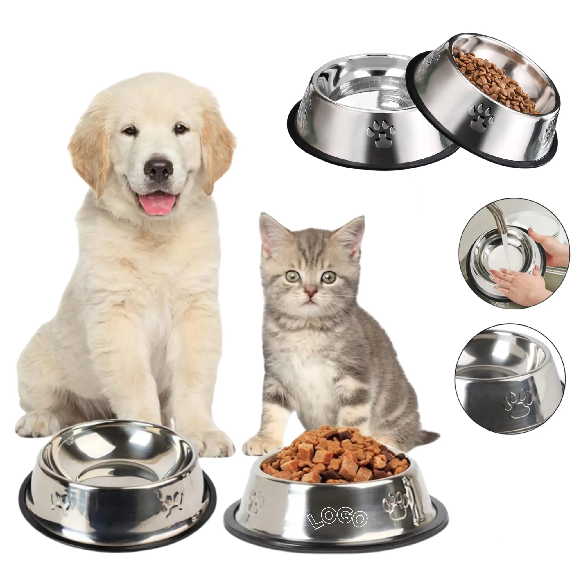 Slip Resistant Base Stackable Stainless Steel Dog Cat Bowl 1