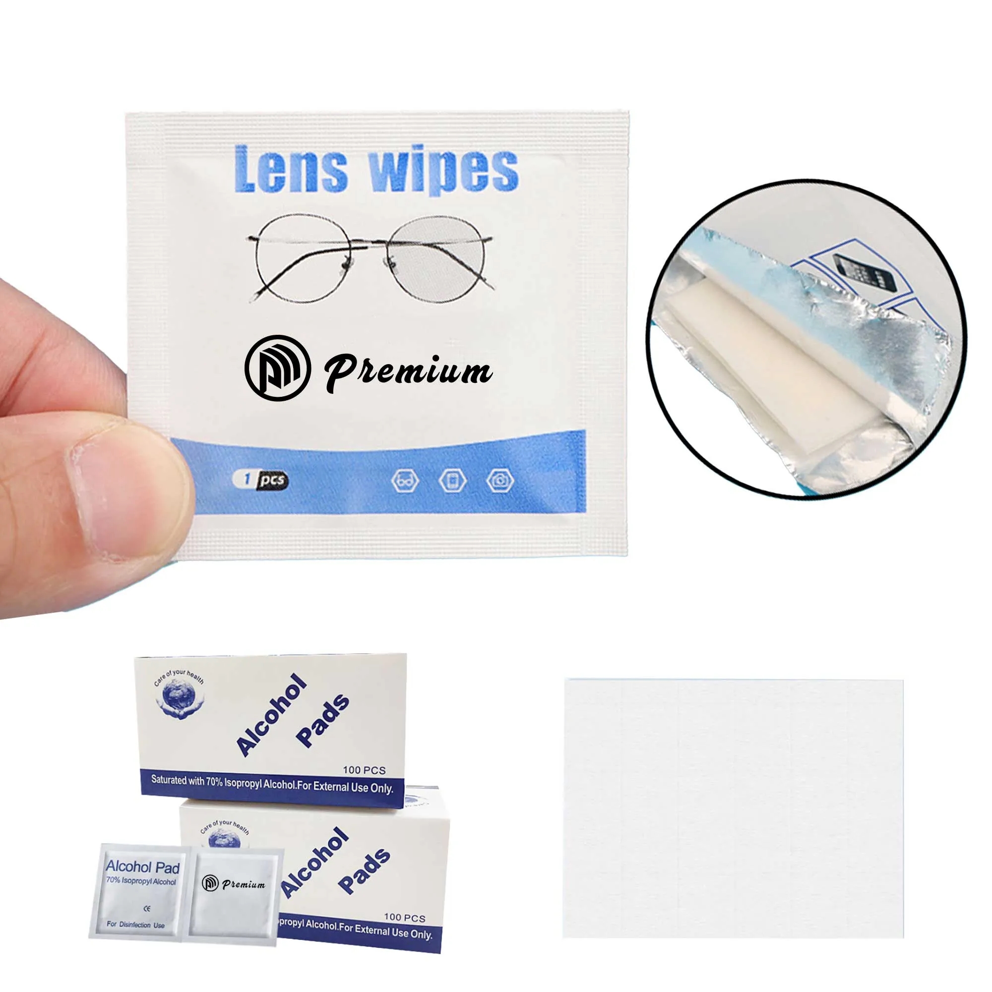 One-Time Portable Glasses Wet Towel
