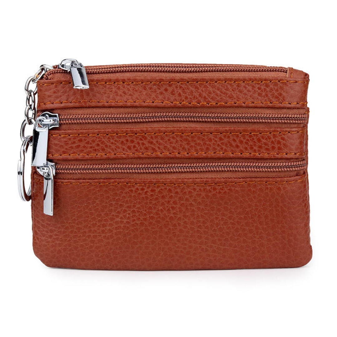 cowhide card money coin purses With Zipper Pocket 5