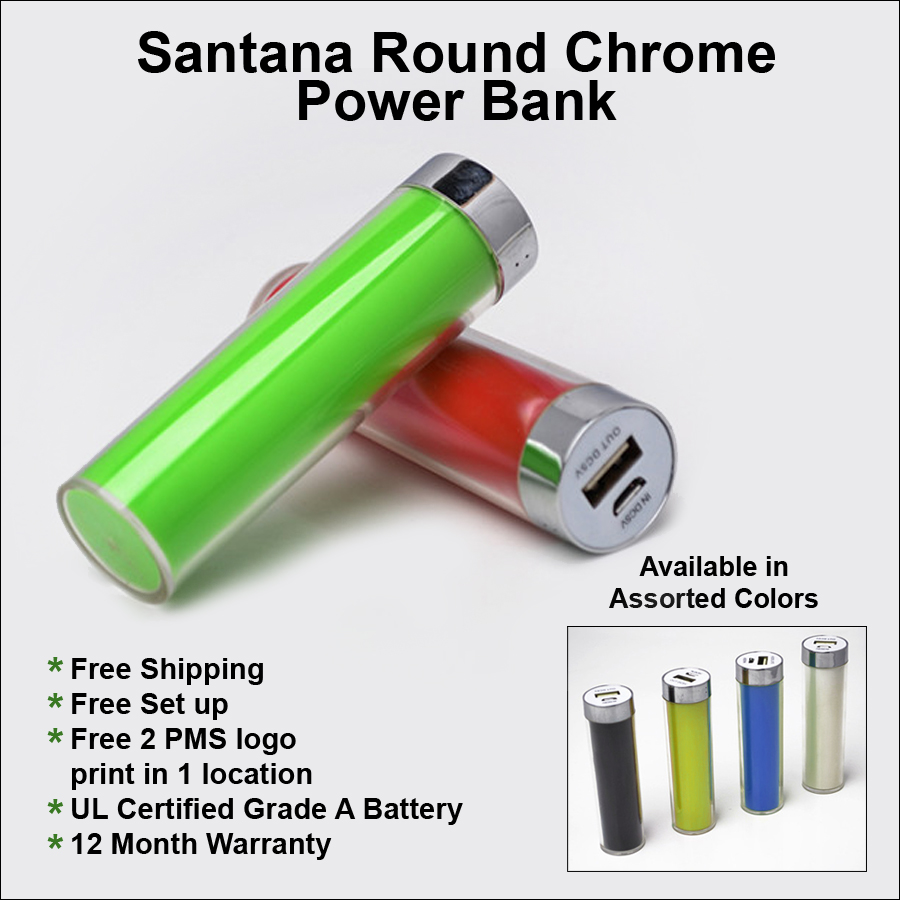 Santana Round Chrome Power Bank -3000 mAh