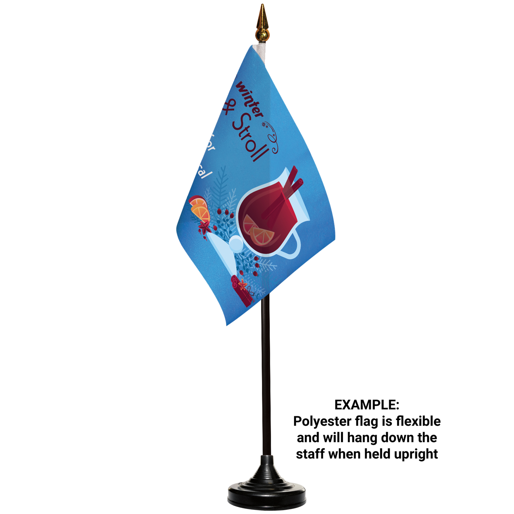 4" x 6" Single Reverse Stick Flag with Black Plastic Weighted Base 10