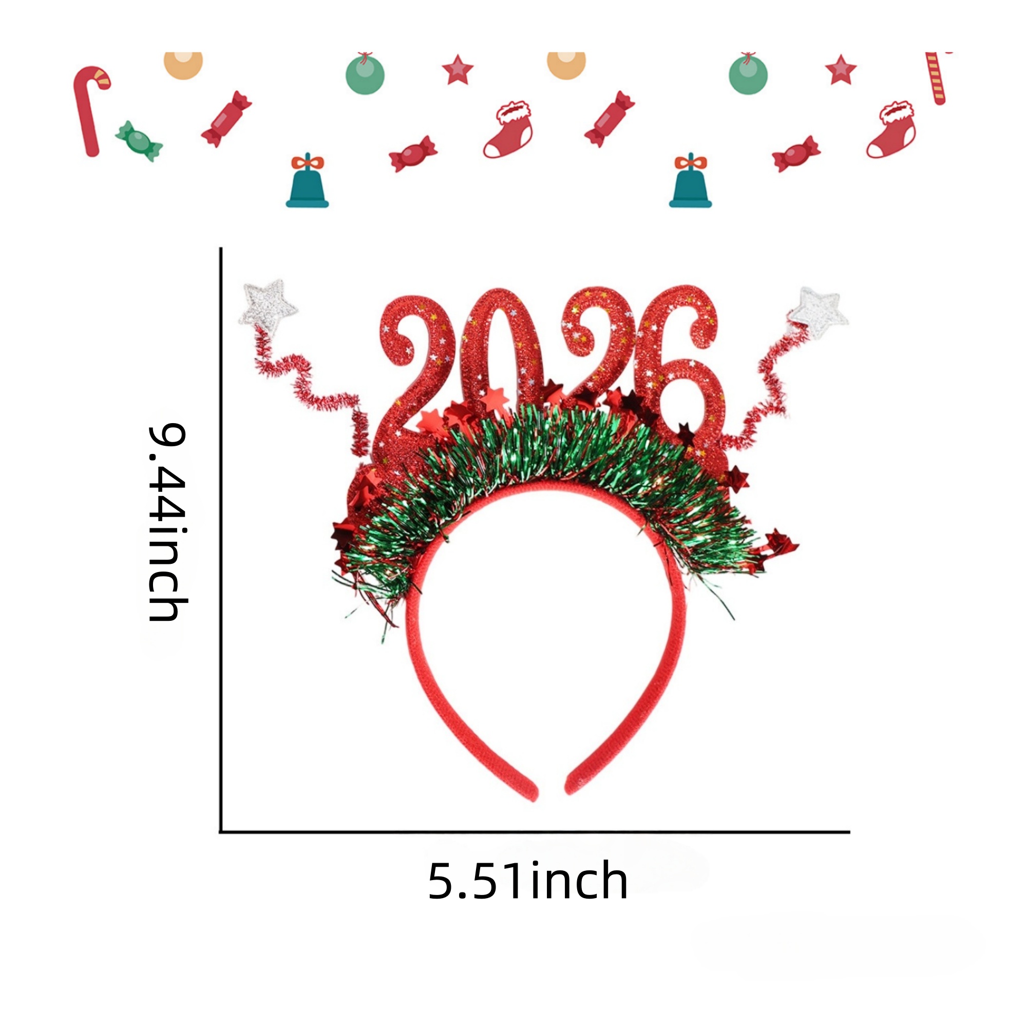 2026 New Year Festive Decor Headband 4