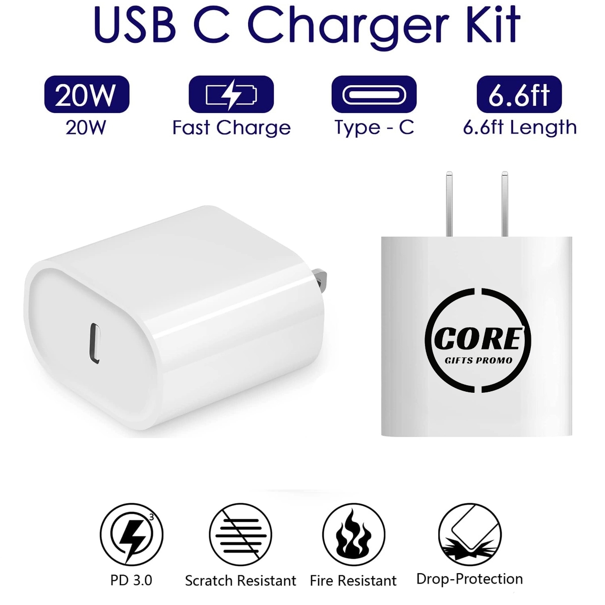USB C 20W PD Fast Charger with 6FT C to Type C Adapter 2