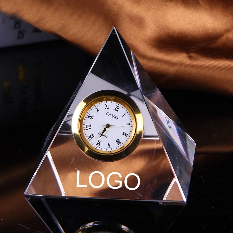 PRISM PYRAMID CRYSTAL with CLOCK 4