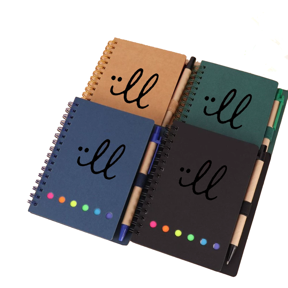 Kraft Spiral Notebook With Pen & Sticky Note Set 2