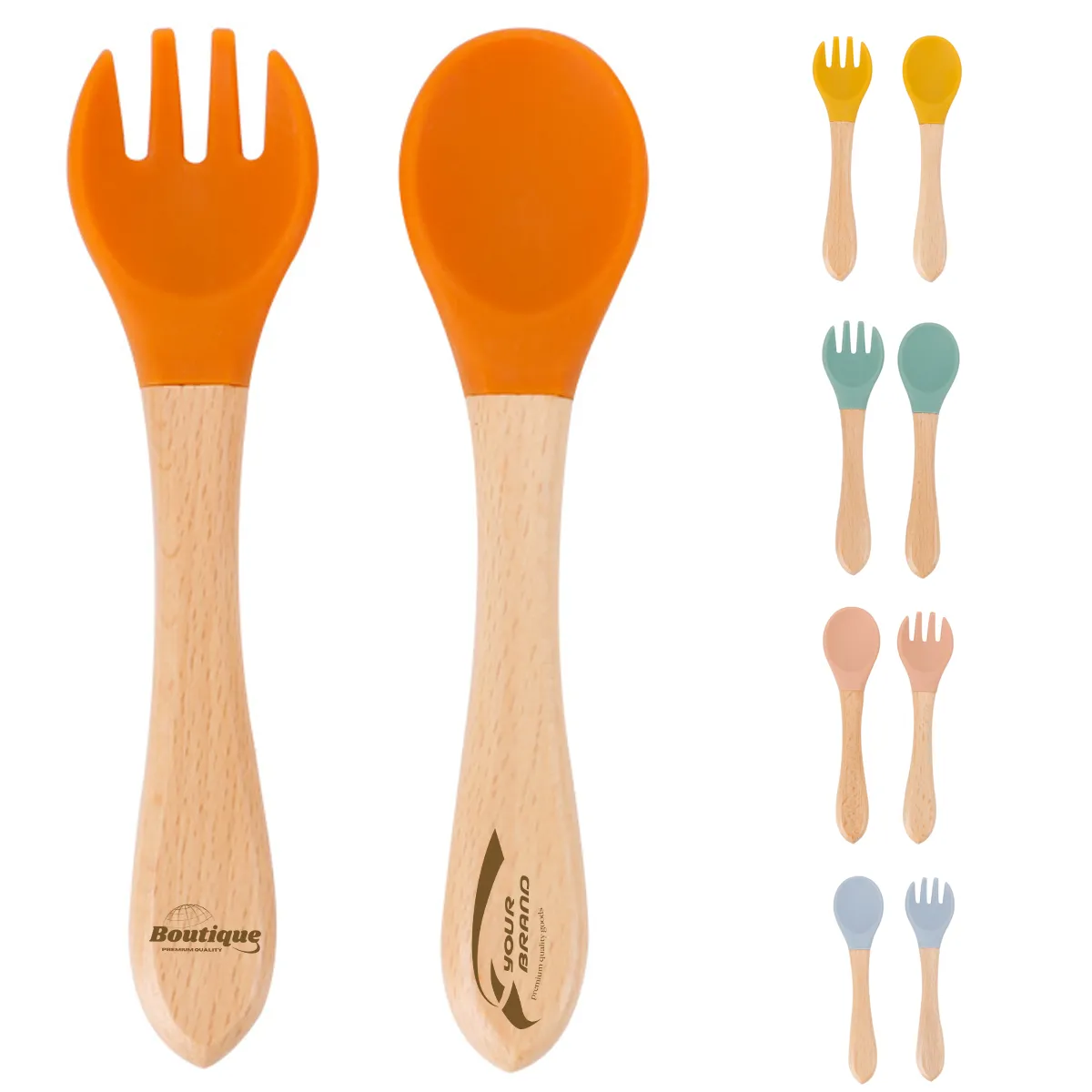 Baby Feeding Spoons w/ Soft Curved Silicone Tips for Infants 4