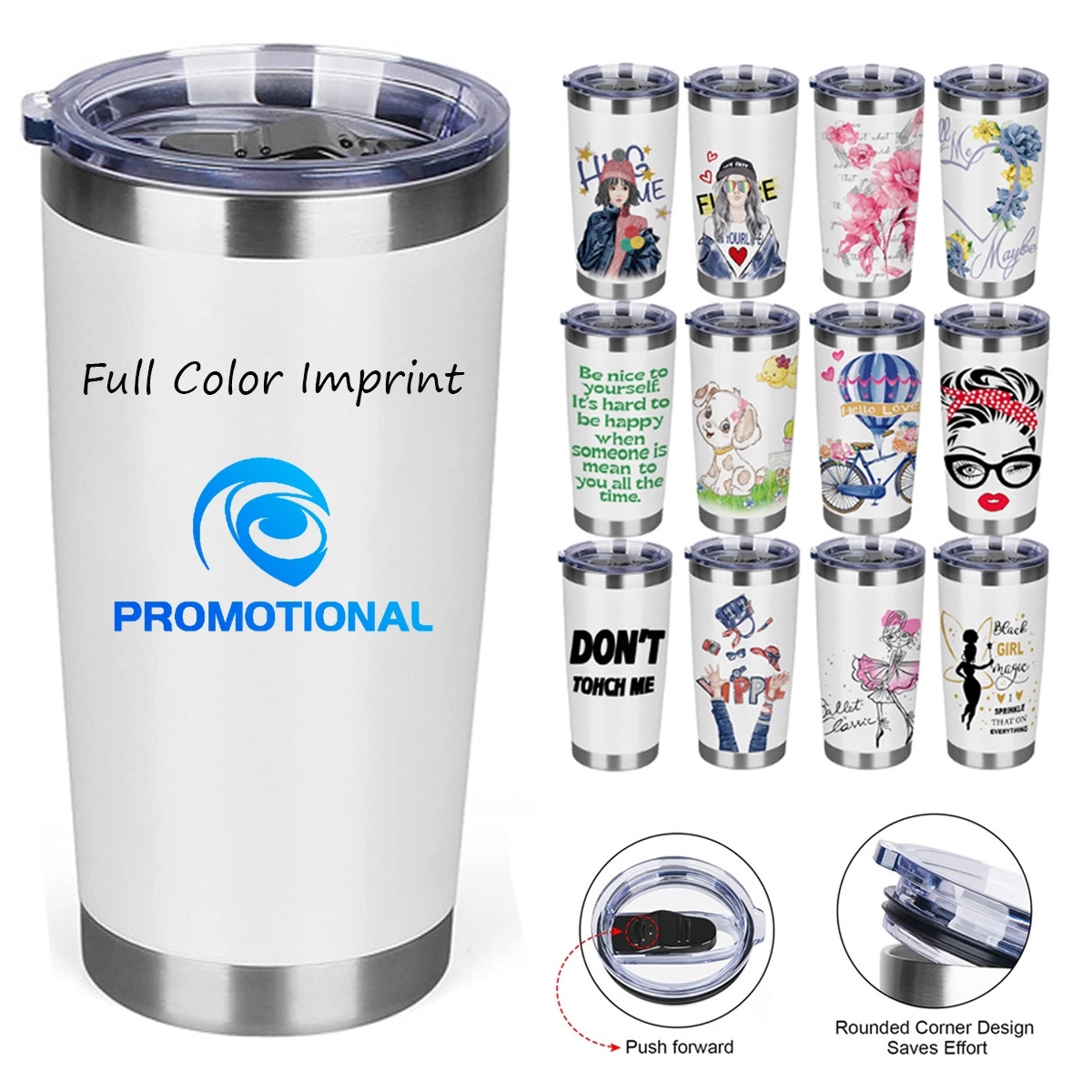 20 oz. Personalized Gift Printed Tumblers with Lid and Straw 2