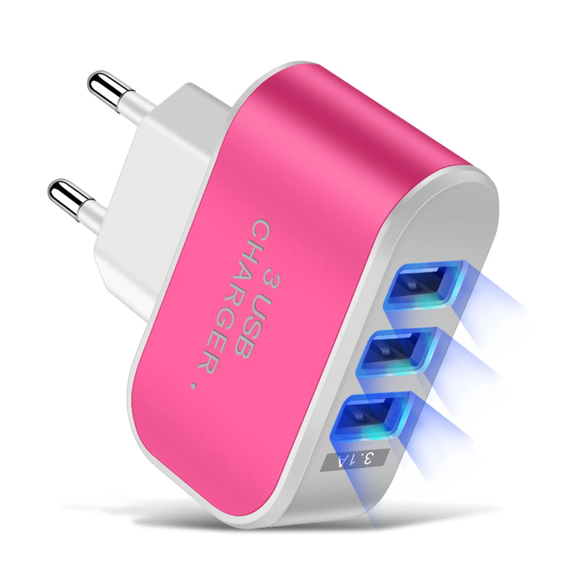 3 Hole USB LED Hotel Charger Plug 4