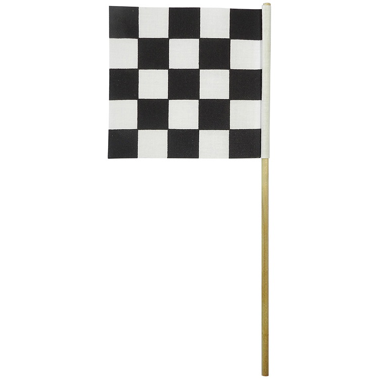 Checkered 4" x 4" Staff Mounted Muslin Flag 3