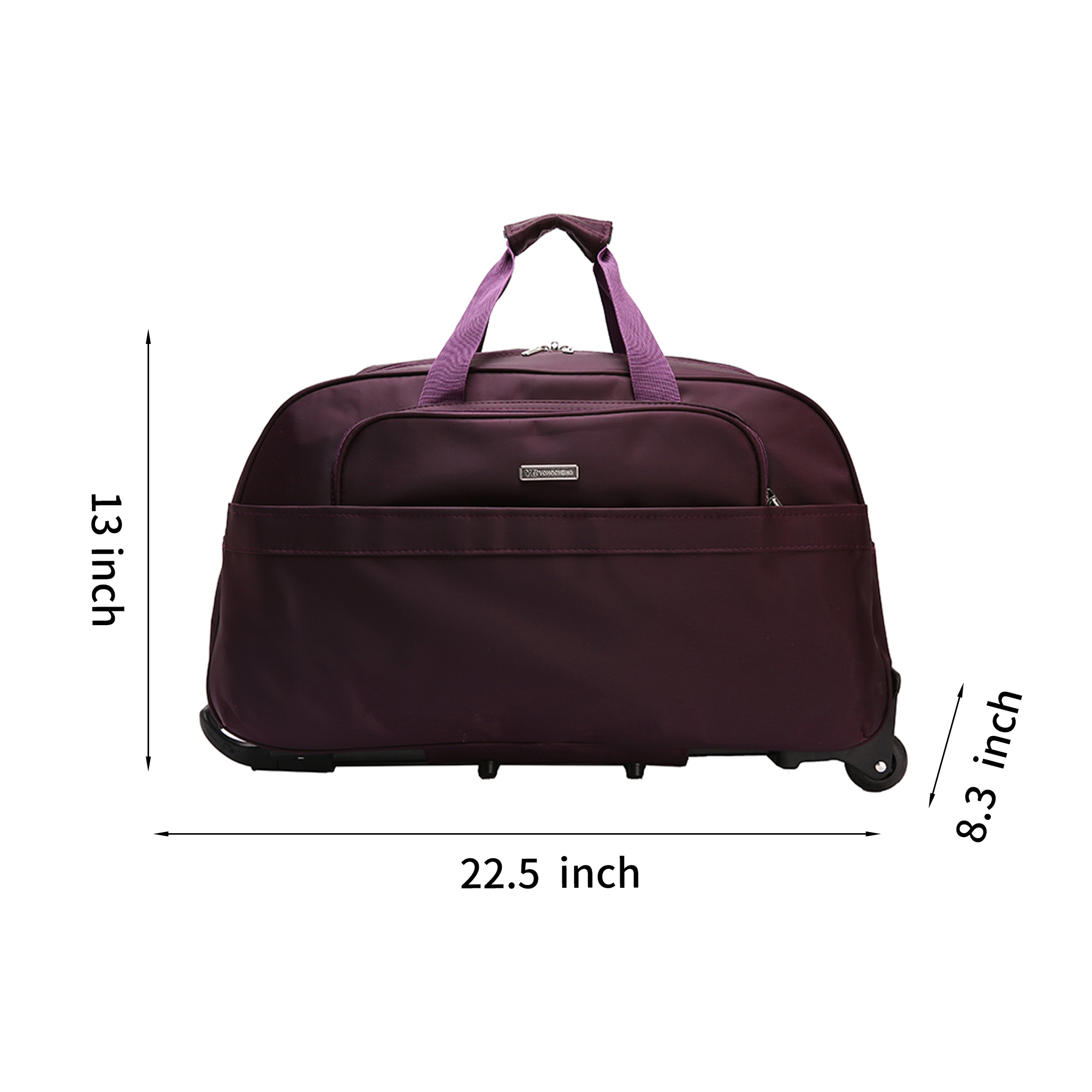 Nylon Wheeled Duffel Travel Bag With Retractable Handle 22.5" 8