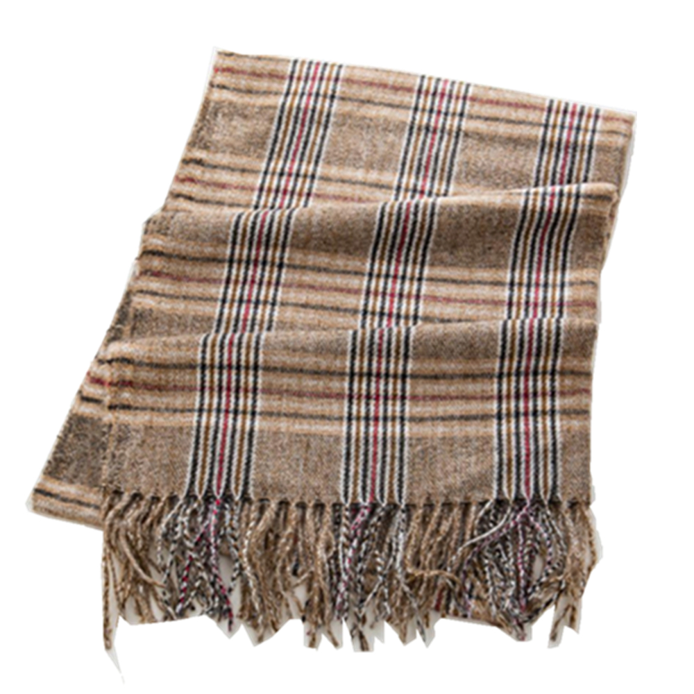Tassel Plaid Pattern Imitation Cashmere Scarf 5