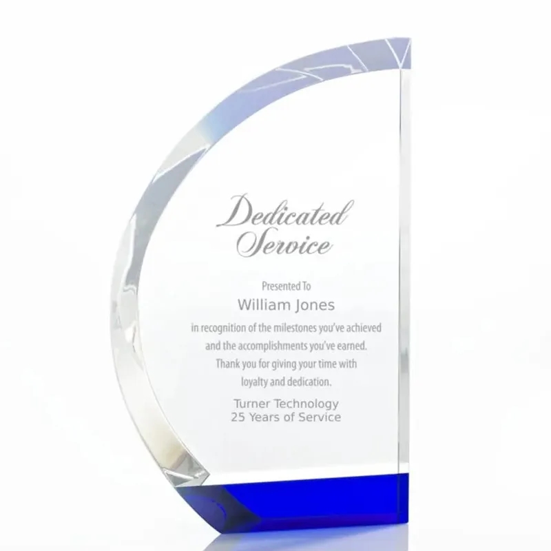 Royal Blue Sail Accent Crystal Trophy 3