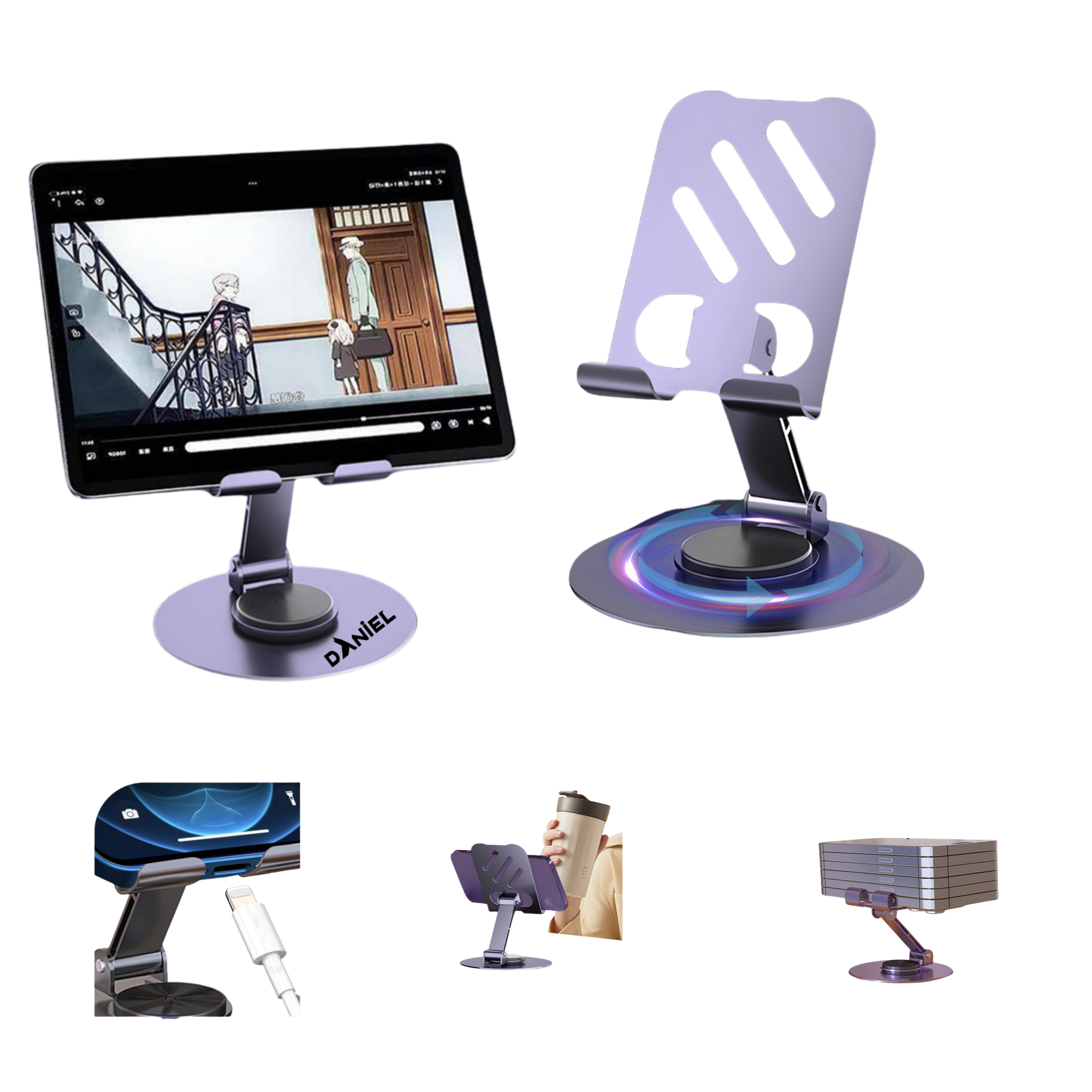 Foldable And Rotatable Metal Folding Phone Stand 1