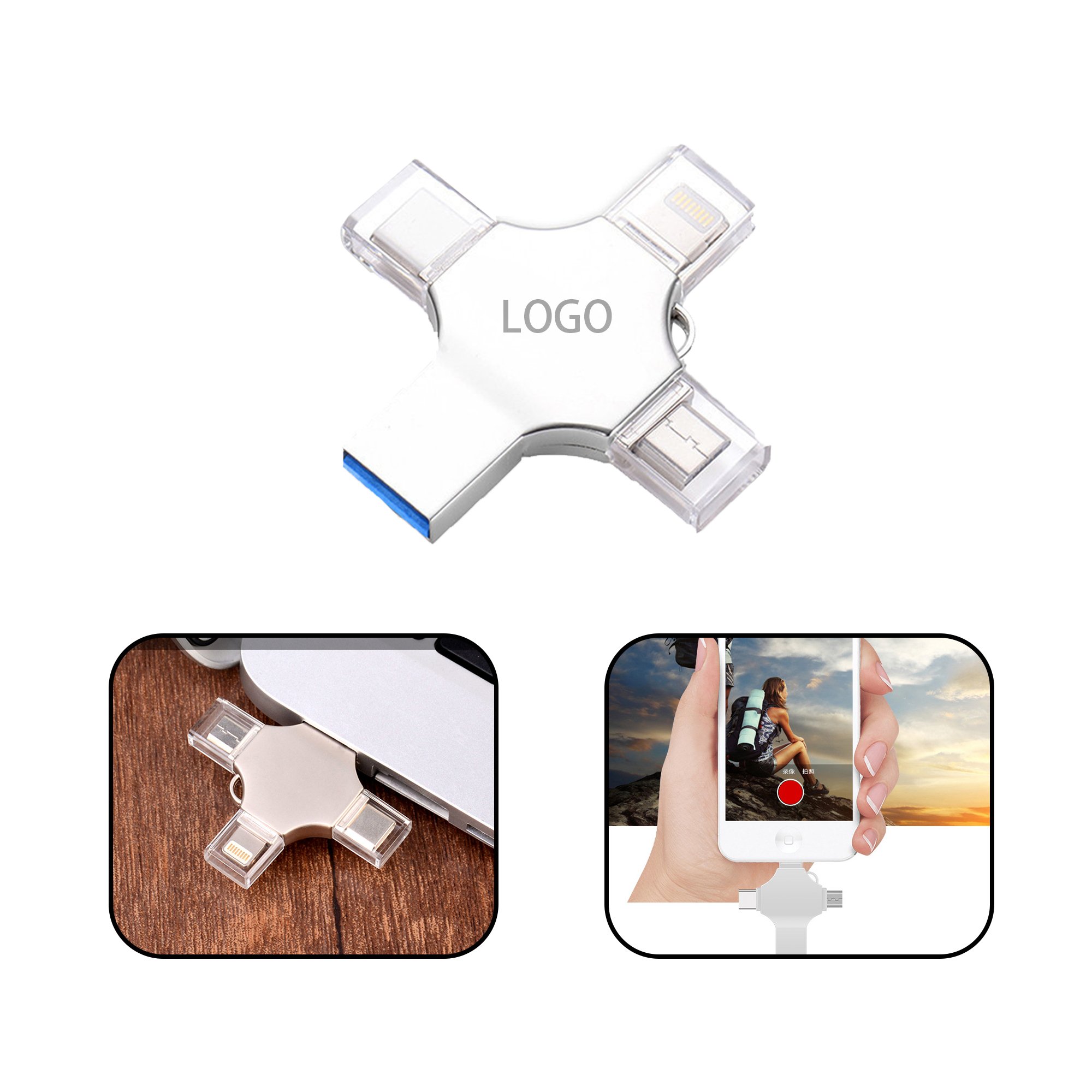 MOQ:30pcs Multi-Port Flash Drive 2
