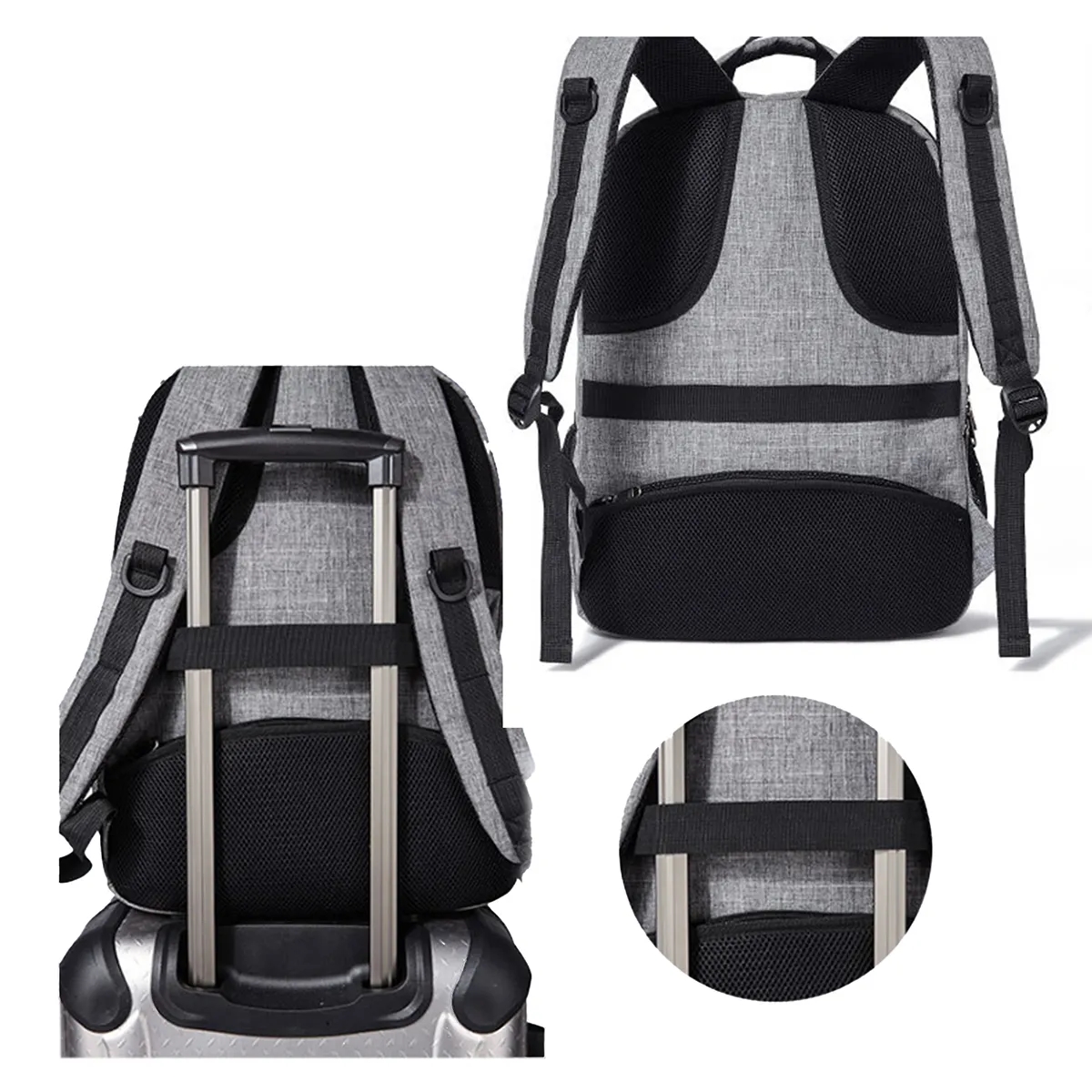 Anti Theft Simple Slim Travel Backpacks With Charging Port 3