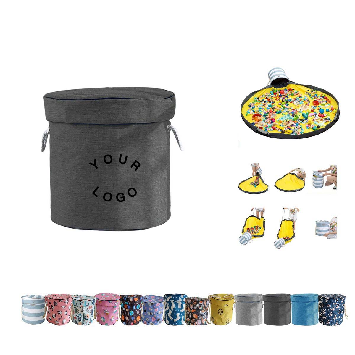 Oxford Toy Storage Basket for Kids Room, custom tote bag with logo imprint 2