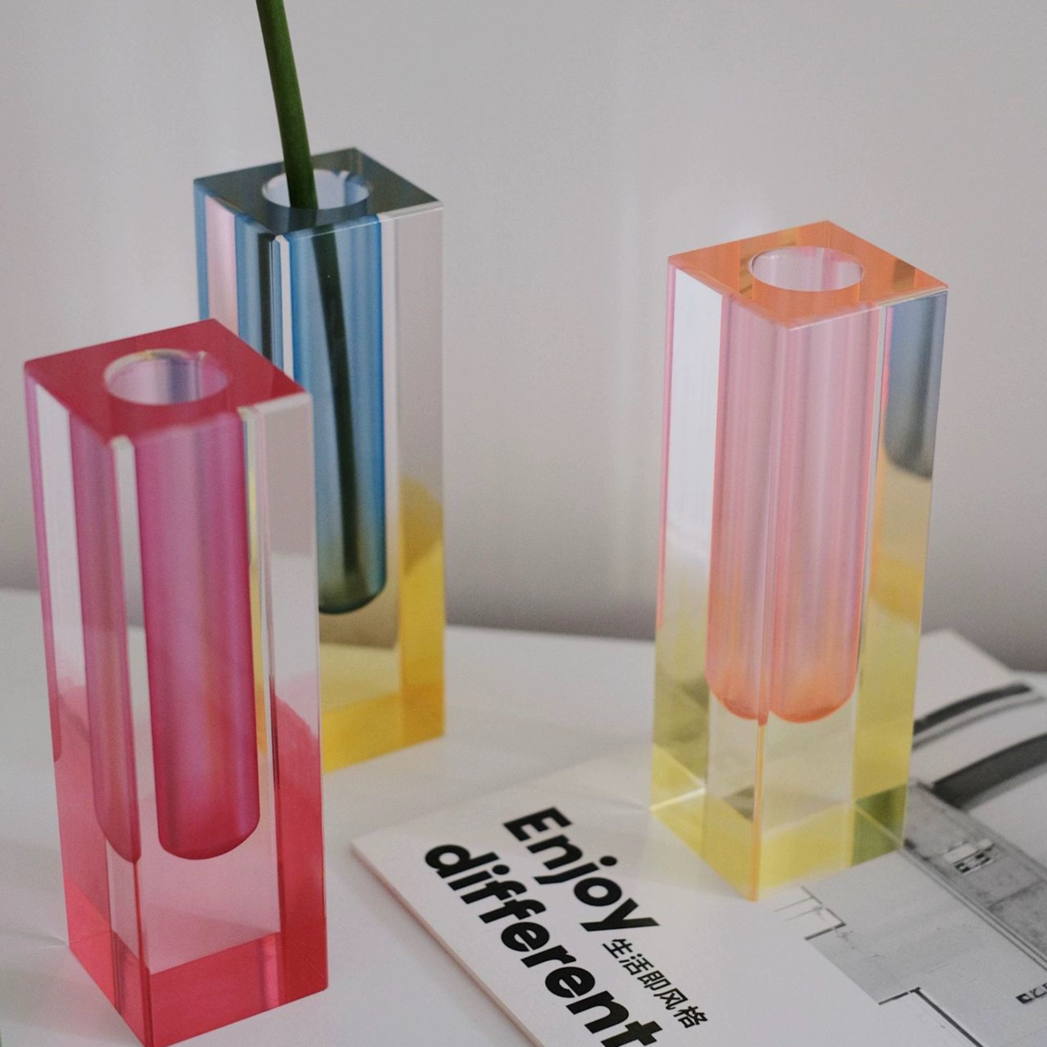 Home Office Decor Neon Modern Glass Vase 5