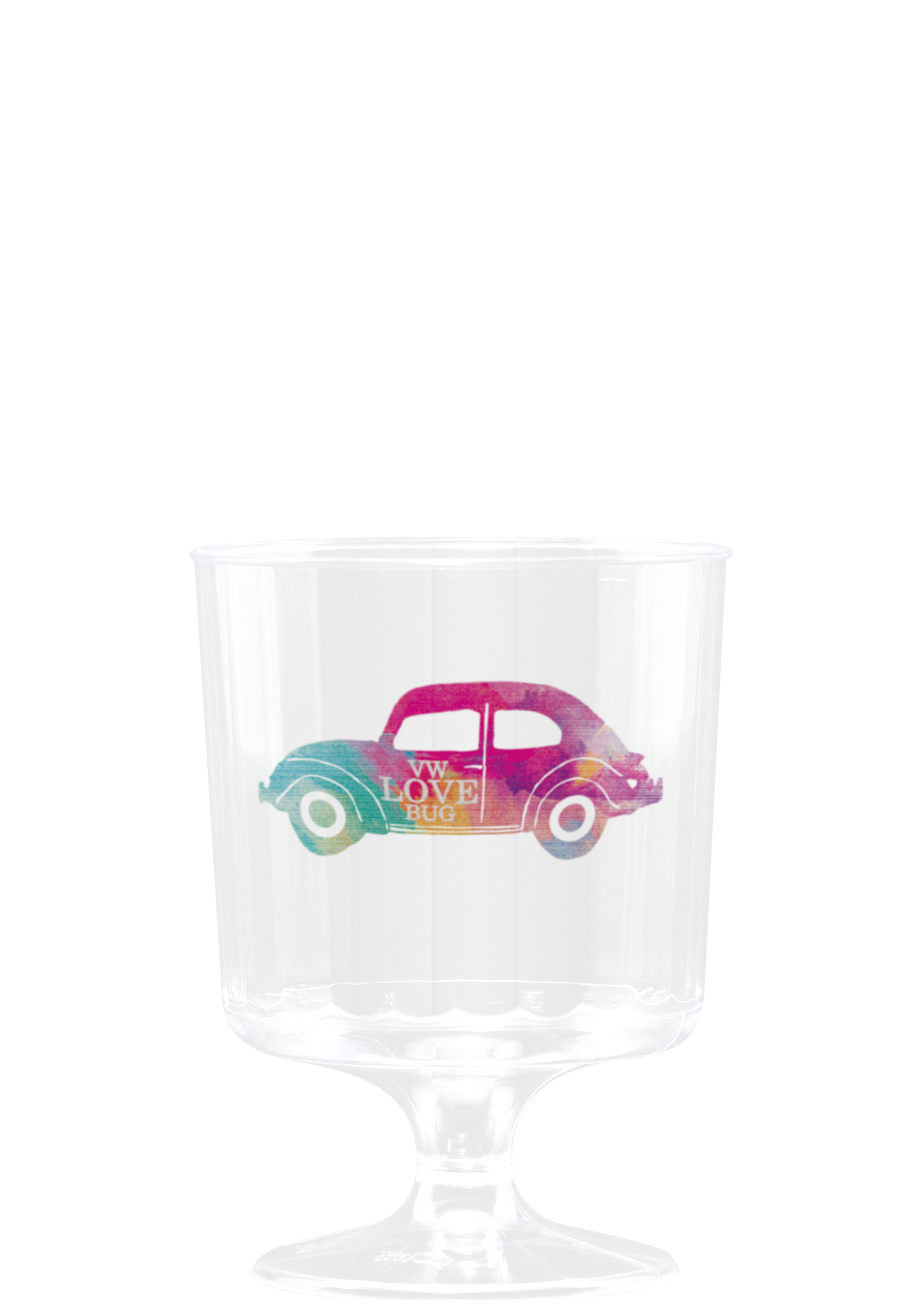 5 oz Hard Plastic Fluted Footed Wine Cup Clear Digital Print 2