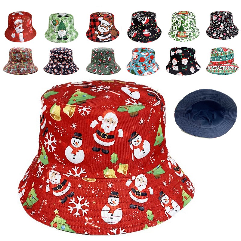 Digital Printing Christmas Cartoon Fisherman Bucket Hat 1