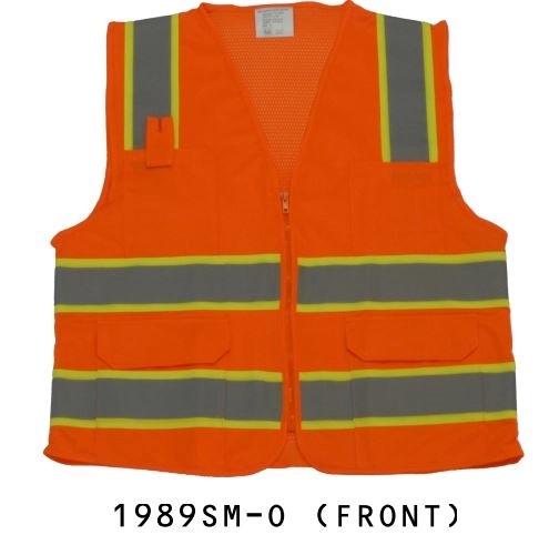 Ansi Class 2 Safety Vest, 2 Tone, Solid/Mesh, Orange 2