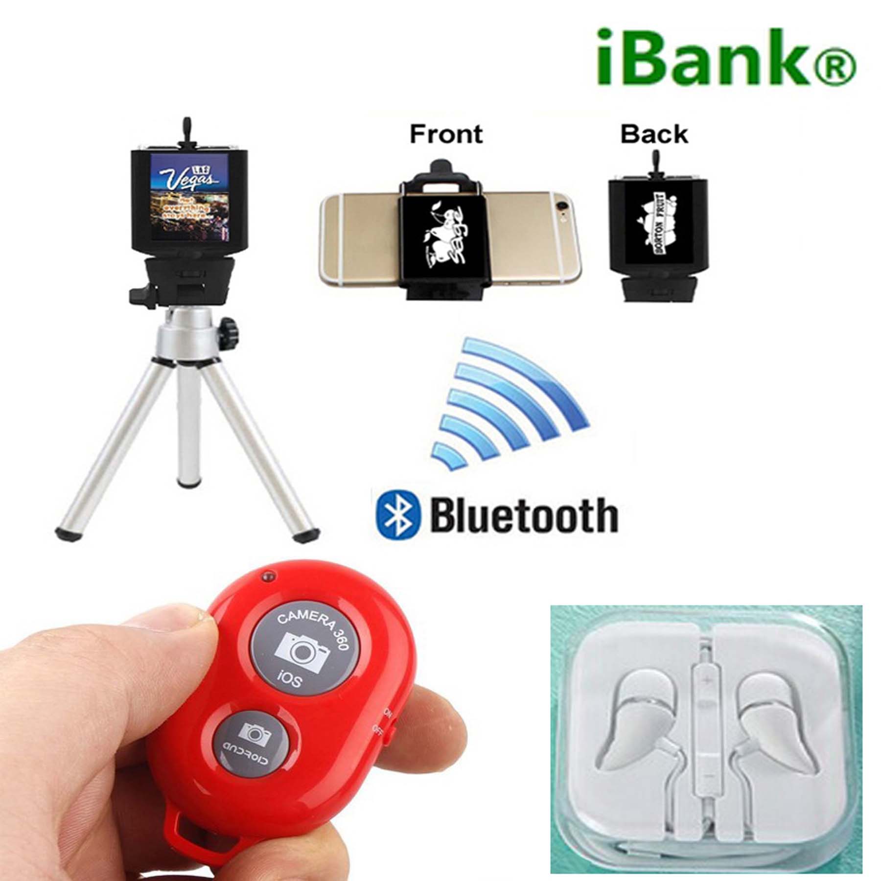 iBank ® Smartphone Tripod+Bluetooth Shutter+Headphones & Mic 2