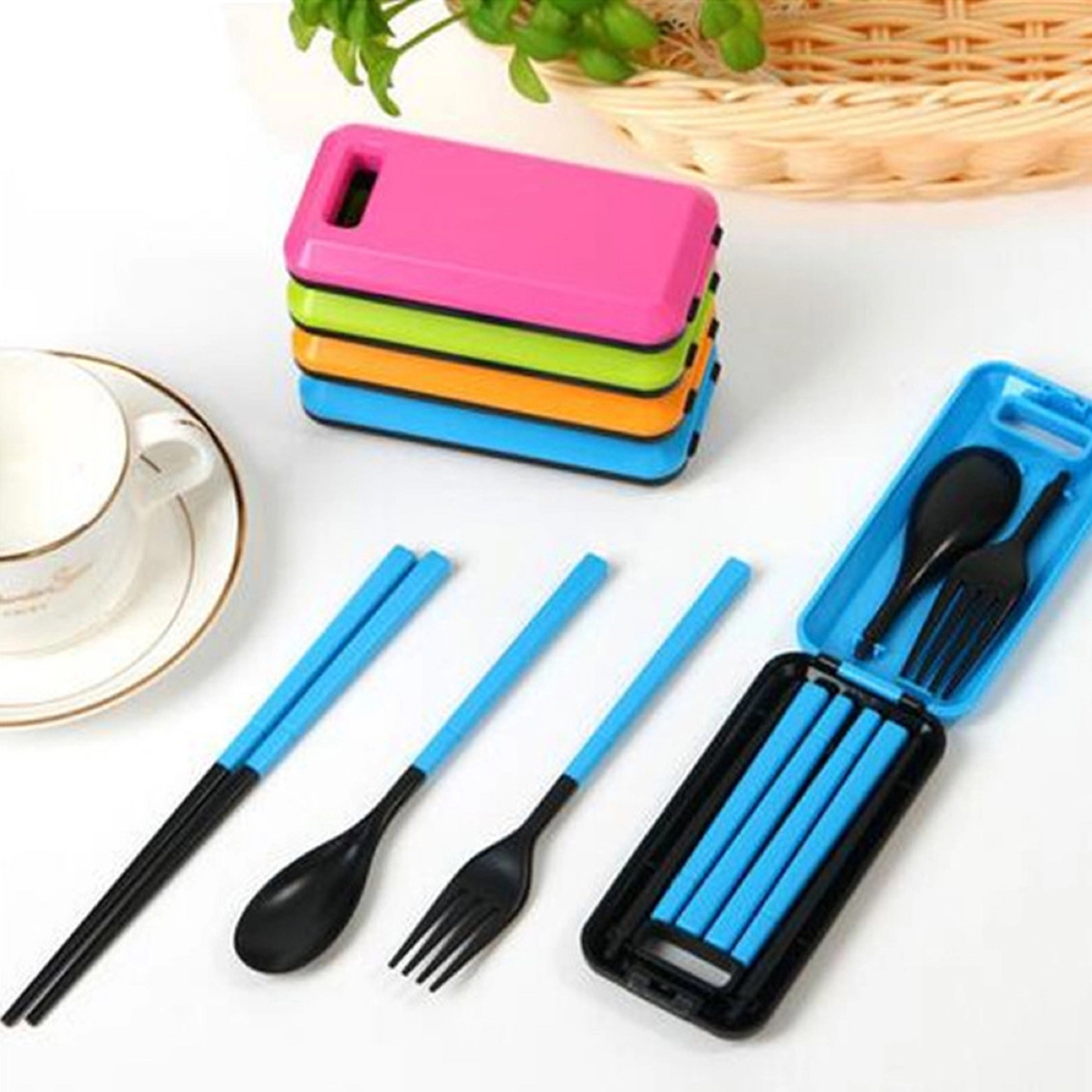 3 in 1 Collapsible Chopsticks Spoon Fork Set 10