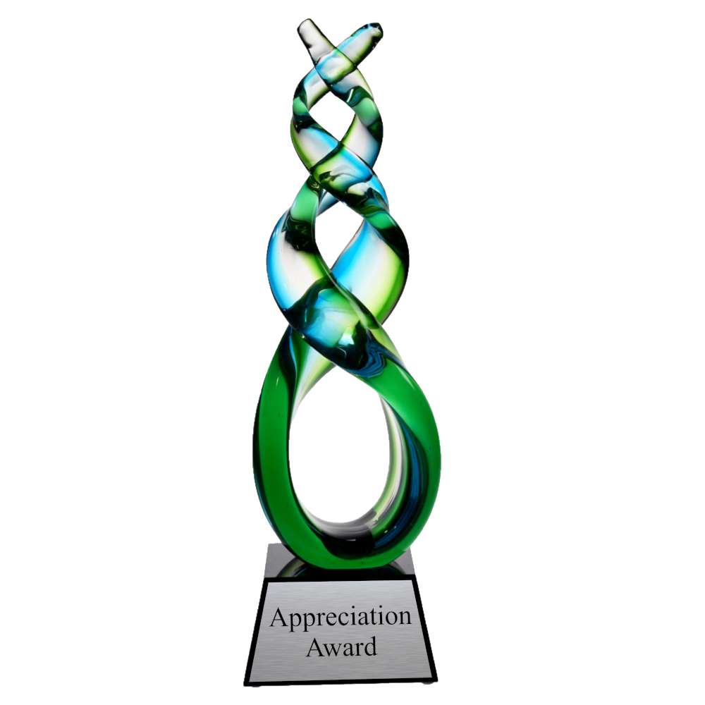 Green Double Helix Art Glass 11.75" 2