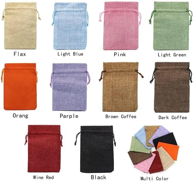 Custom Jute Drawstring Gift Bag - 4''w x 5.5''h 7