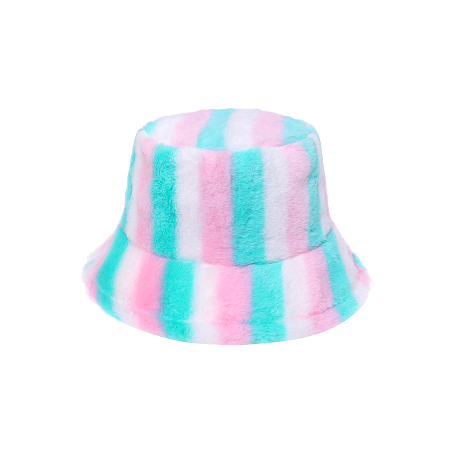Winter Cute Rainbow Fluffy Bucket Hat 3
