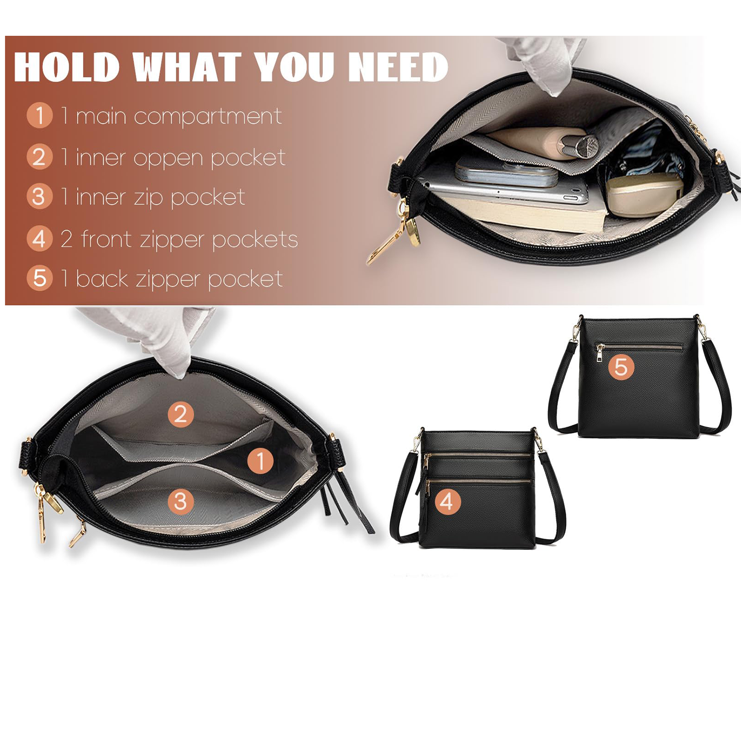 Large Genuine Leather Tote Crossbody Bag 7