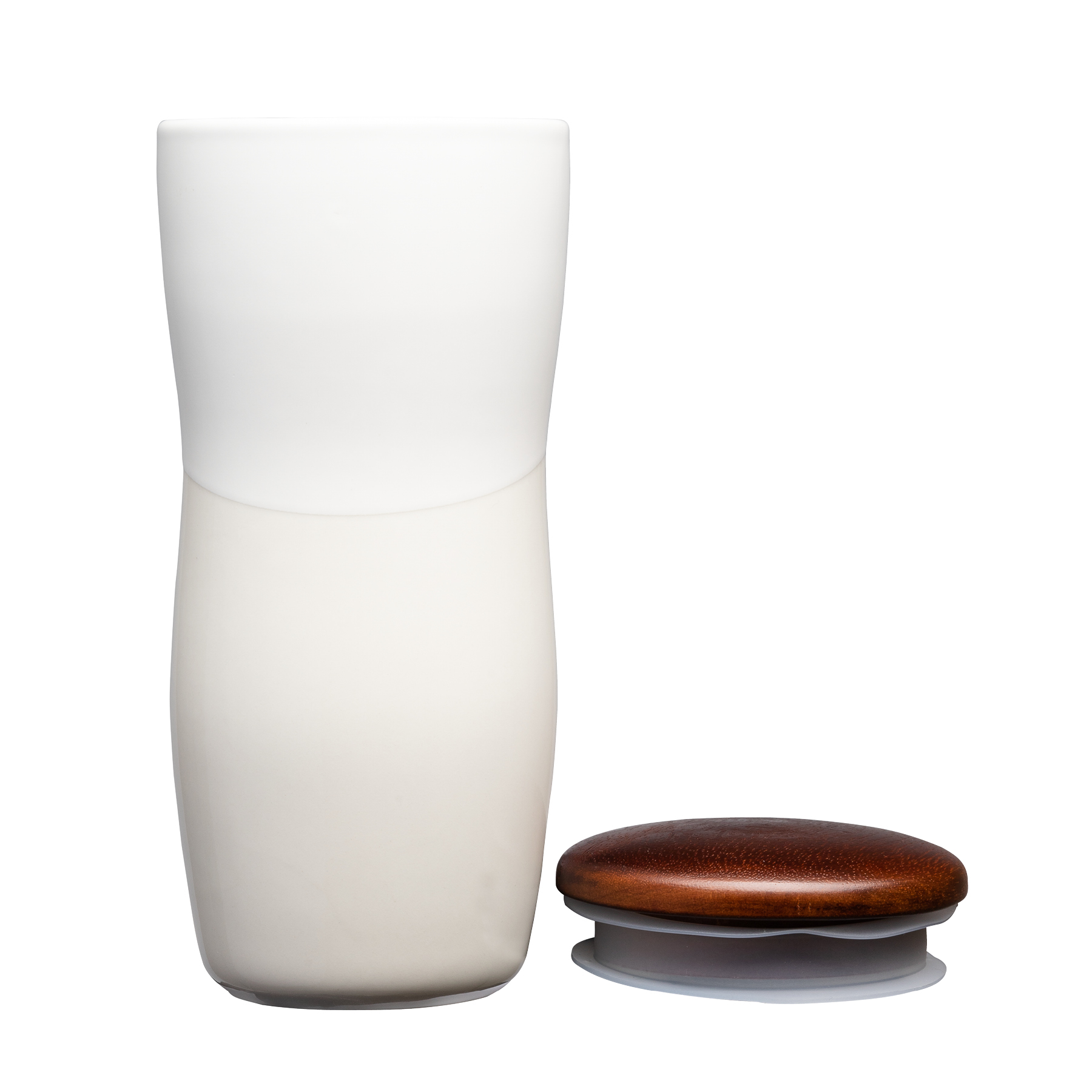 Tarrazu 12 oz. Double Wall Ceramic Tumbler w/ Wood Lid 7