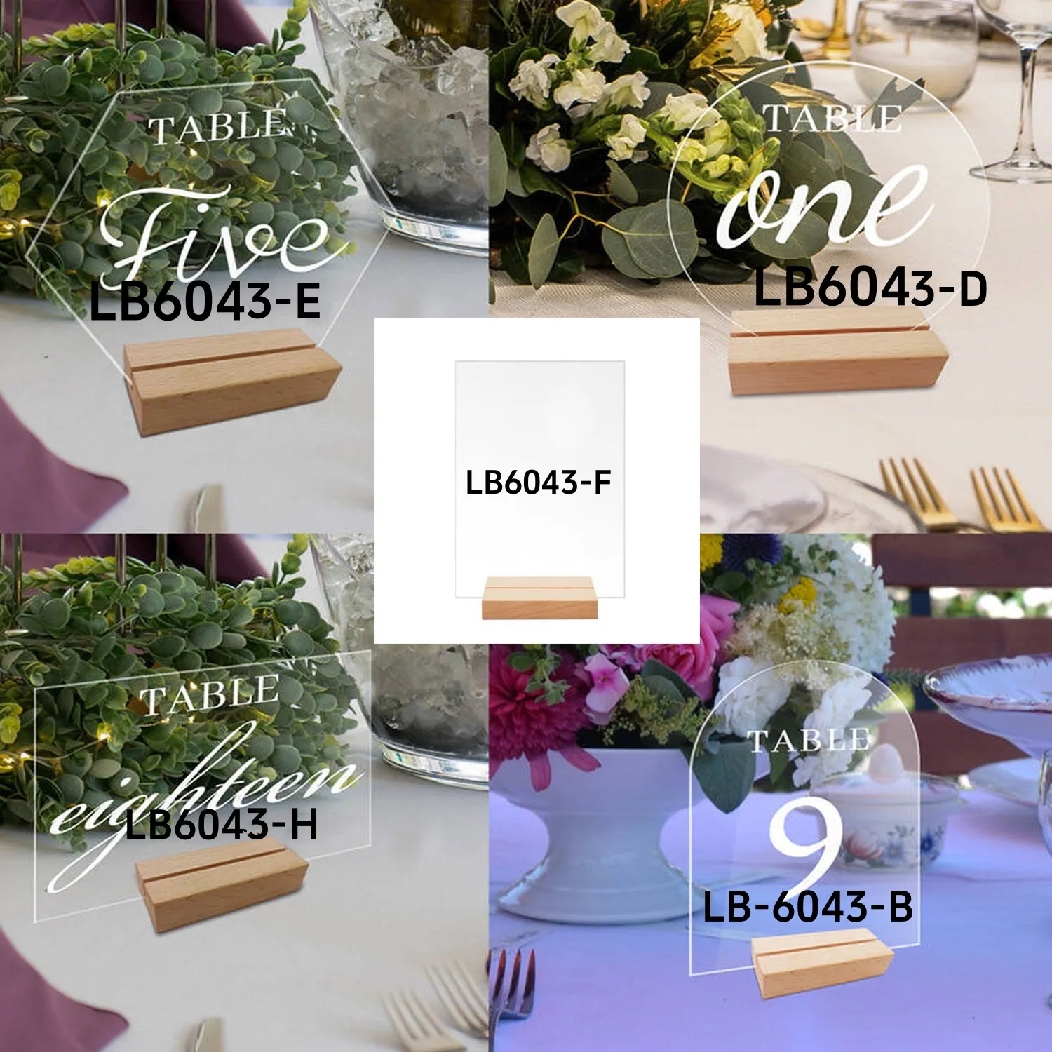 Acrylic Wooden Sign Holders Photo Card Display for Wedding 7