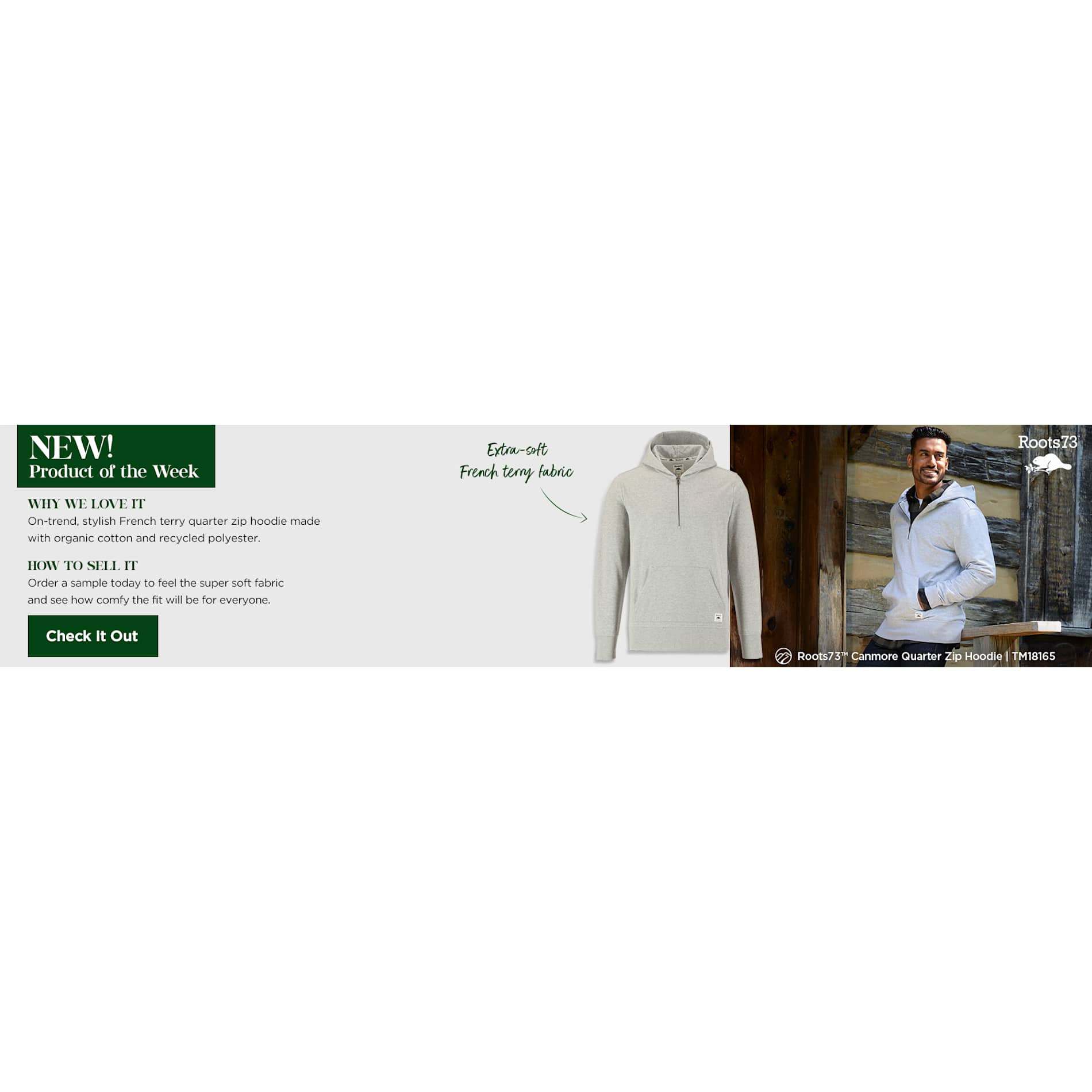 Roots73 CANMORE Eco Quarter Zip Hoody - Unisex, custom hoodie or sweatshirt with logo imprint 153