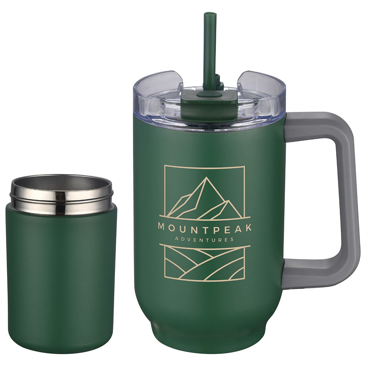 Novo Combo 20 oz Vacuum Insulated Stainless Steel Mug and Screw-On 12 oz Can Cooler 18