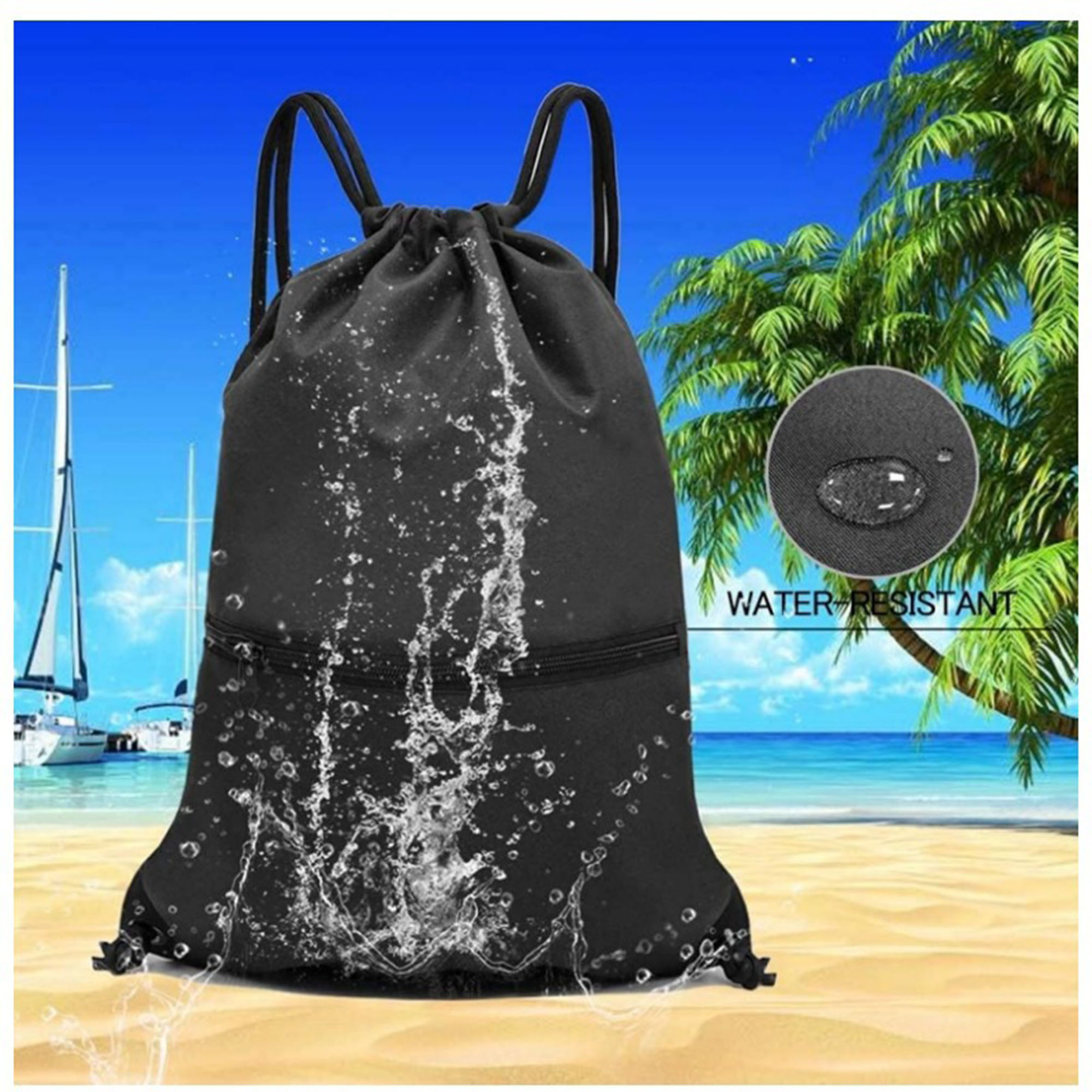 Polyester Drawstring Sports Bag with Pocket 2