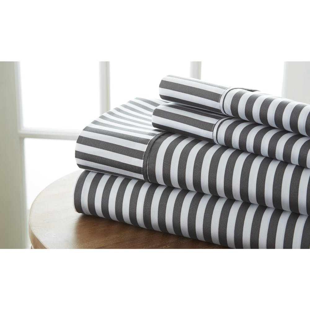 Premium Sheet Sets - Gray Queen Ribbon Pattern 4 Piece 2