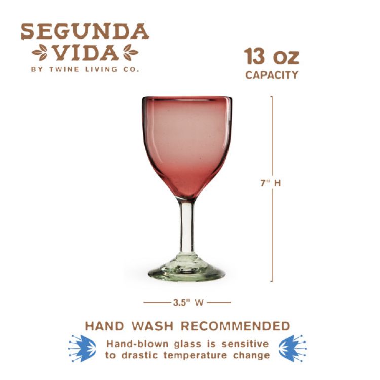 Twine Living® Rosado Stemmed Wine Glass, set of 2 6