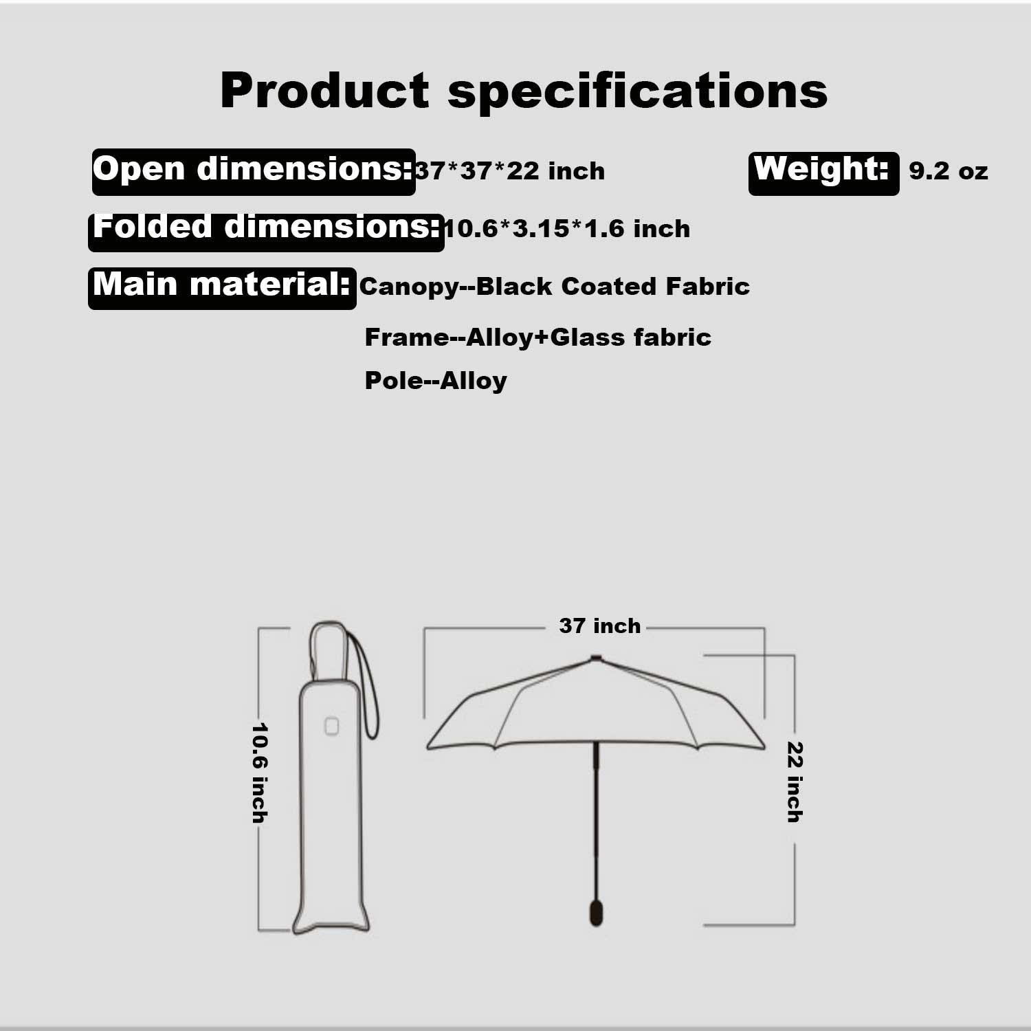 Auto Open Compact UV Protection Sun & Rain Umbrella 15