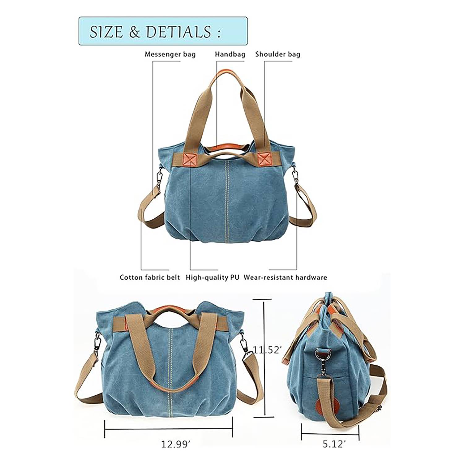 Vintage Shell-Shaped Canvas Shoulder & Tote Bag 4