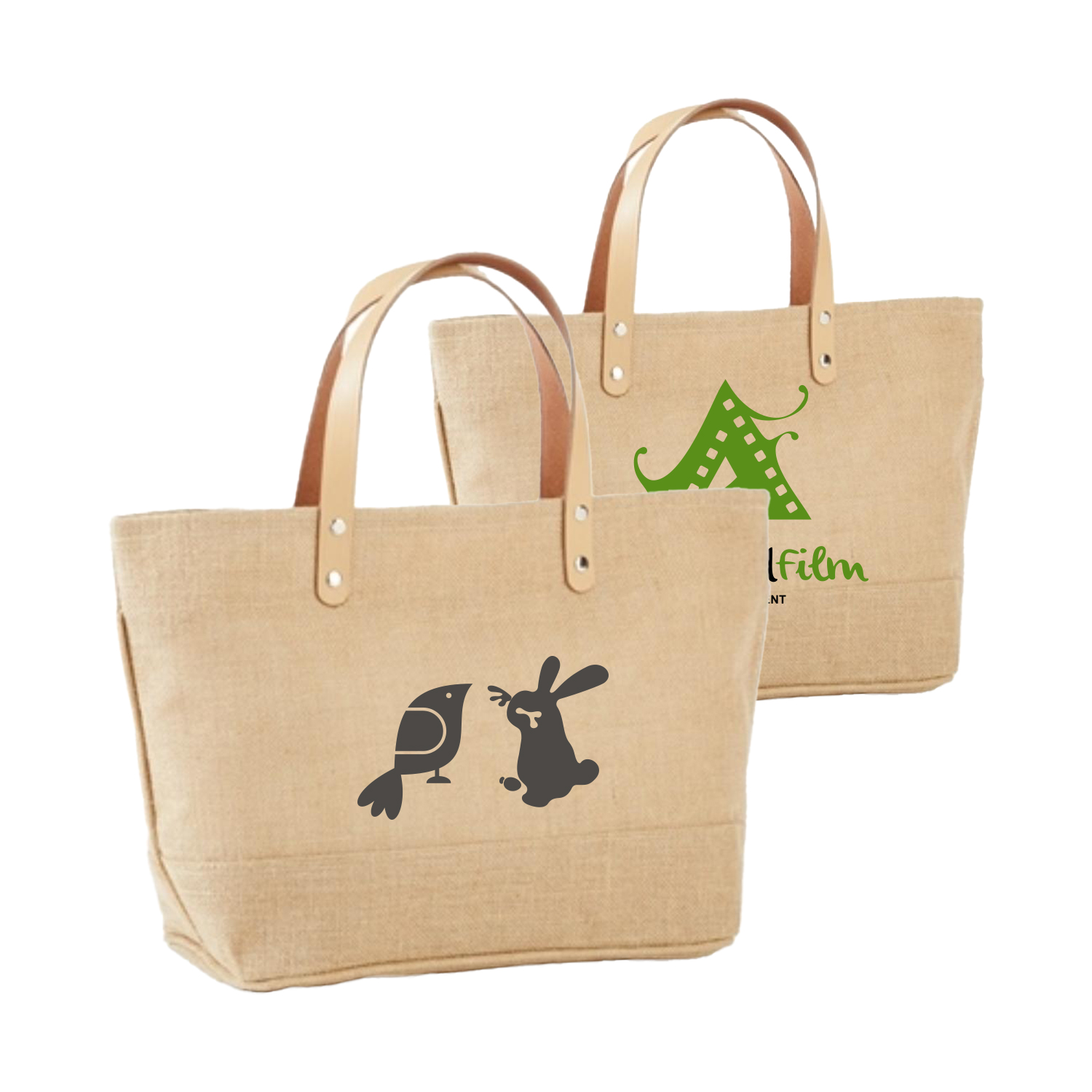 Compact Jute Tote with Leather Handles & Secure Closure 1