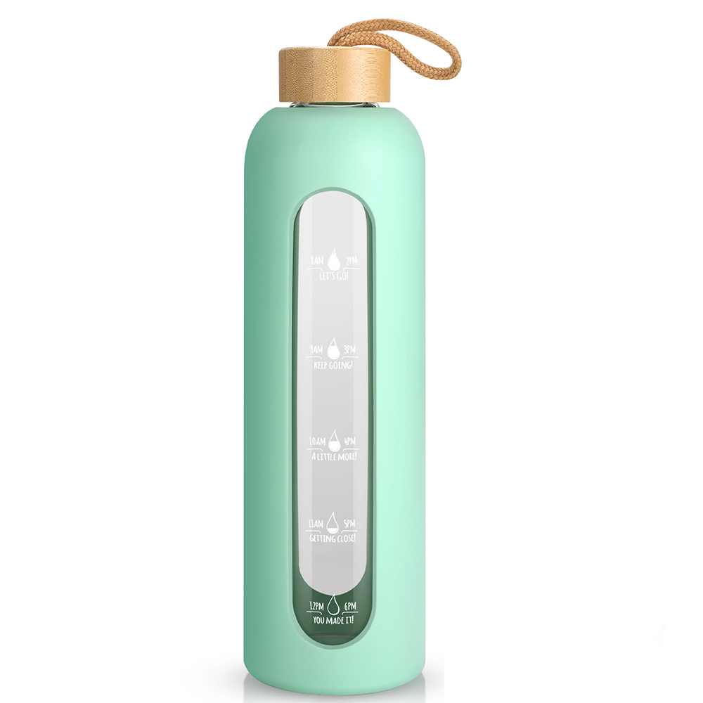 32Oz. Motivational Time-Marked Glass Water Bottle 10