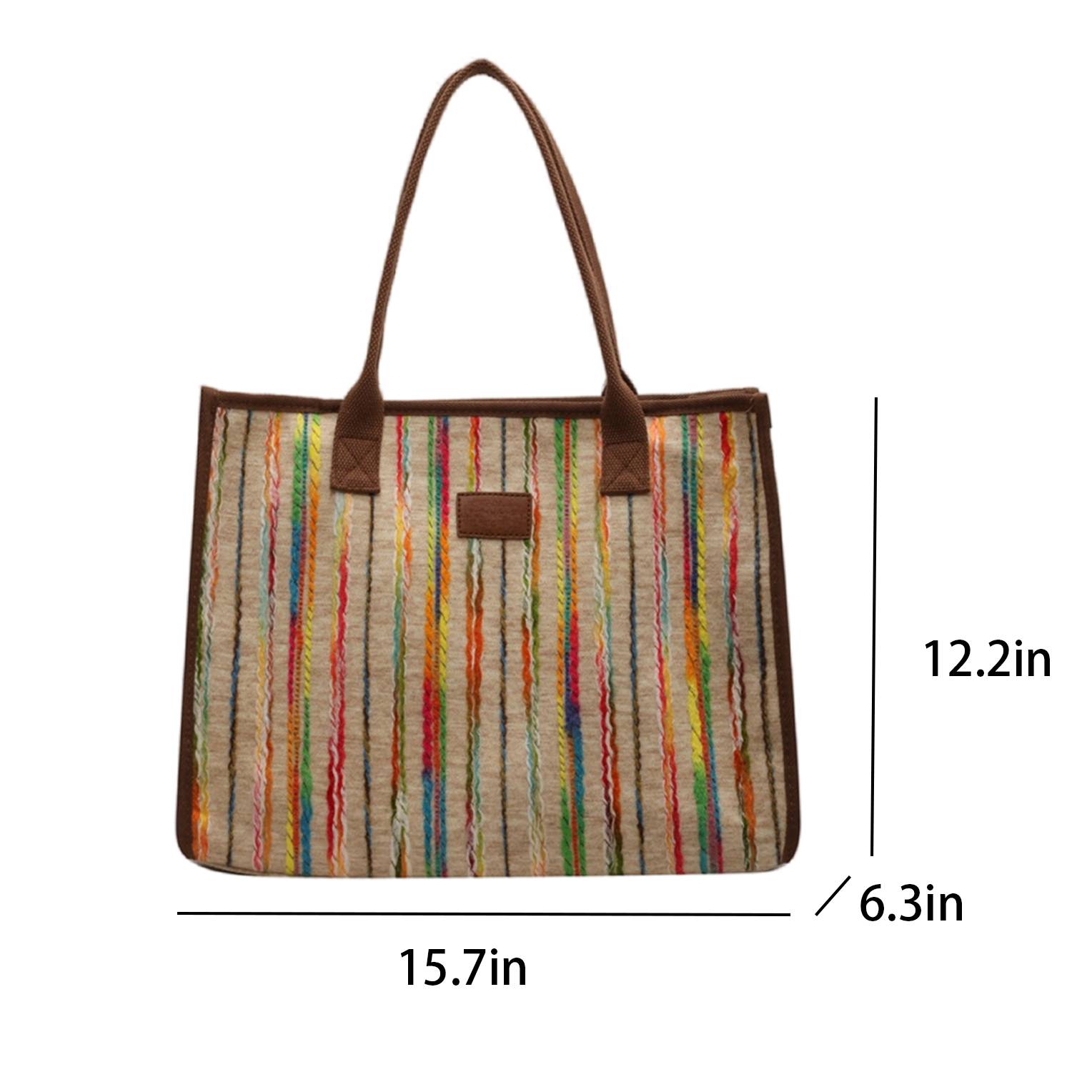 Canvas Tote Bag Rainbow Stripe Large Capacity, custom tote bag with logo imprint 3